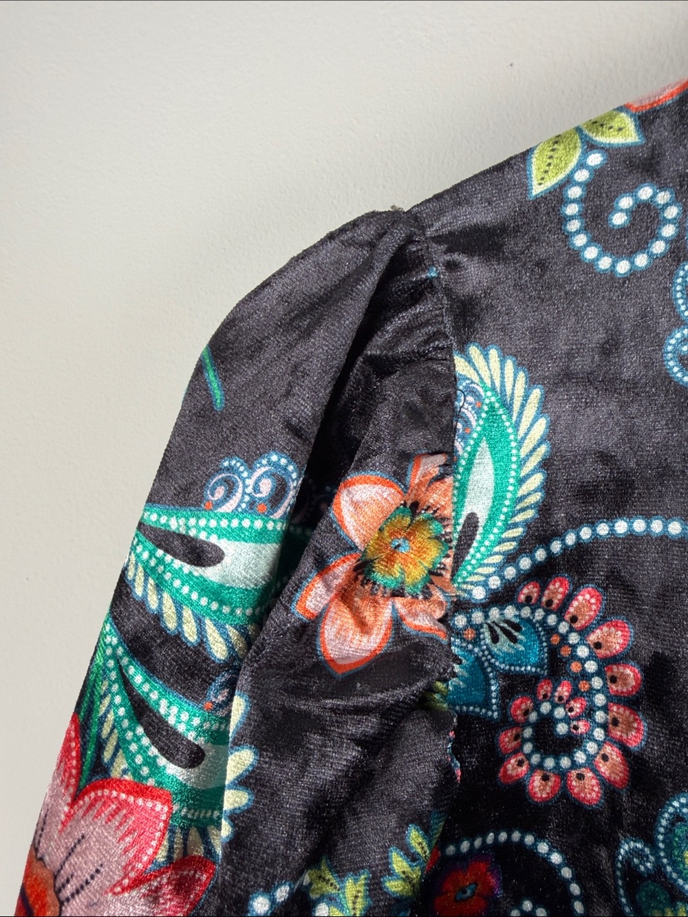 Molly Bracken Whimsical Dark Cottagecore Floral Paisley Black Velvet Dress - Picture 4 of 9